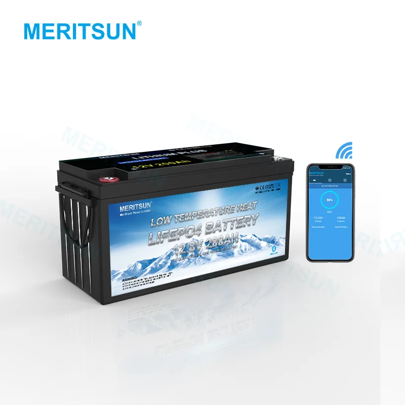 Meritsun Low Temperature 12v 200ah Lifepo4 Lithium Battery Cells With Blluetooth 1