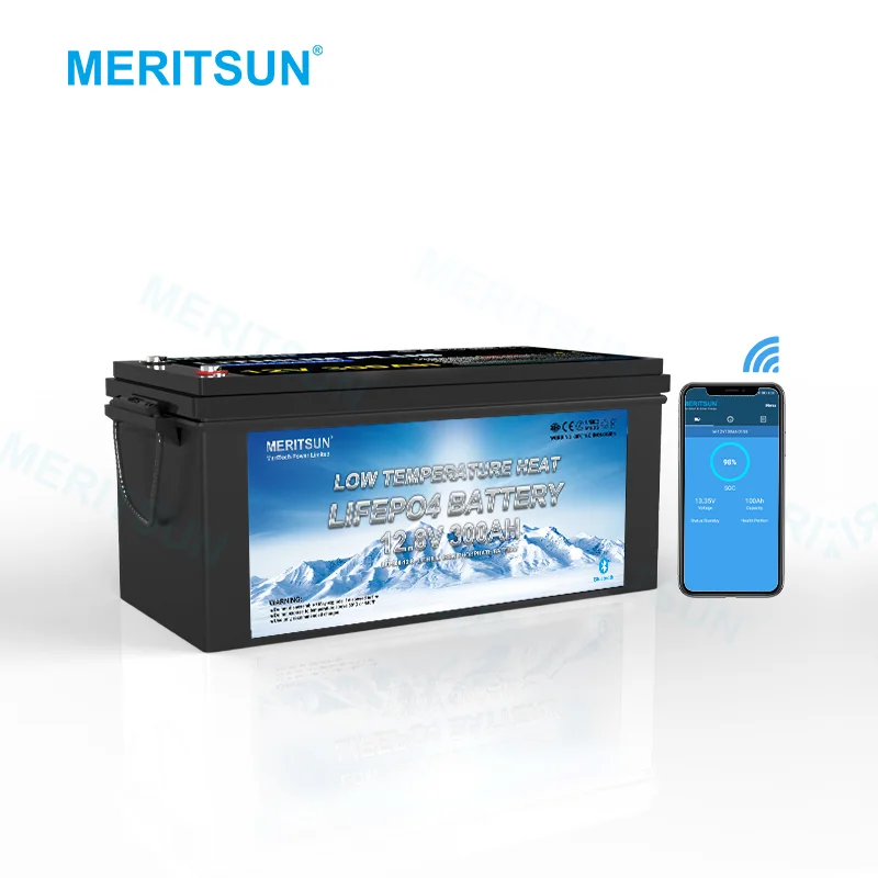 Meritsun 12V Lithium Ion Battery 12V 300Ah Lithium Low Temperature Battery With Bluetooth 1