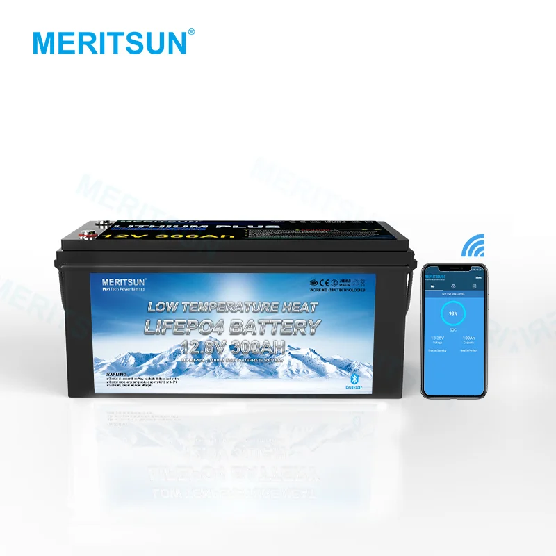 Meritsun Low Temperature Lifepo4 Battery Pack 12v 300ah Lifepo4 Battery and BMS 12v 300ah With Bluetooth 1