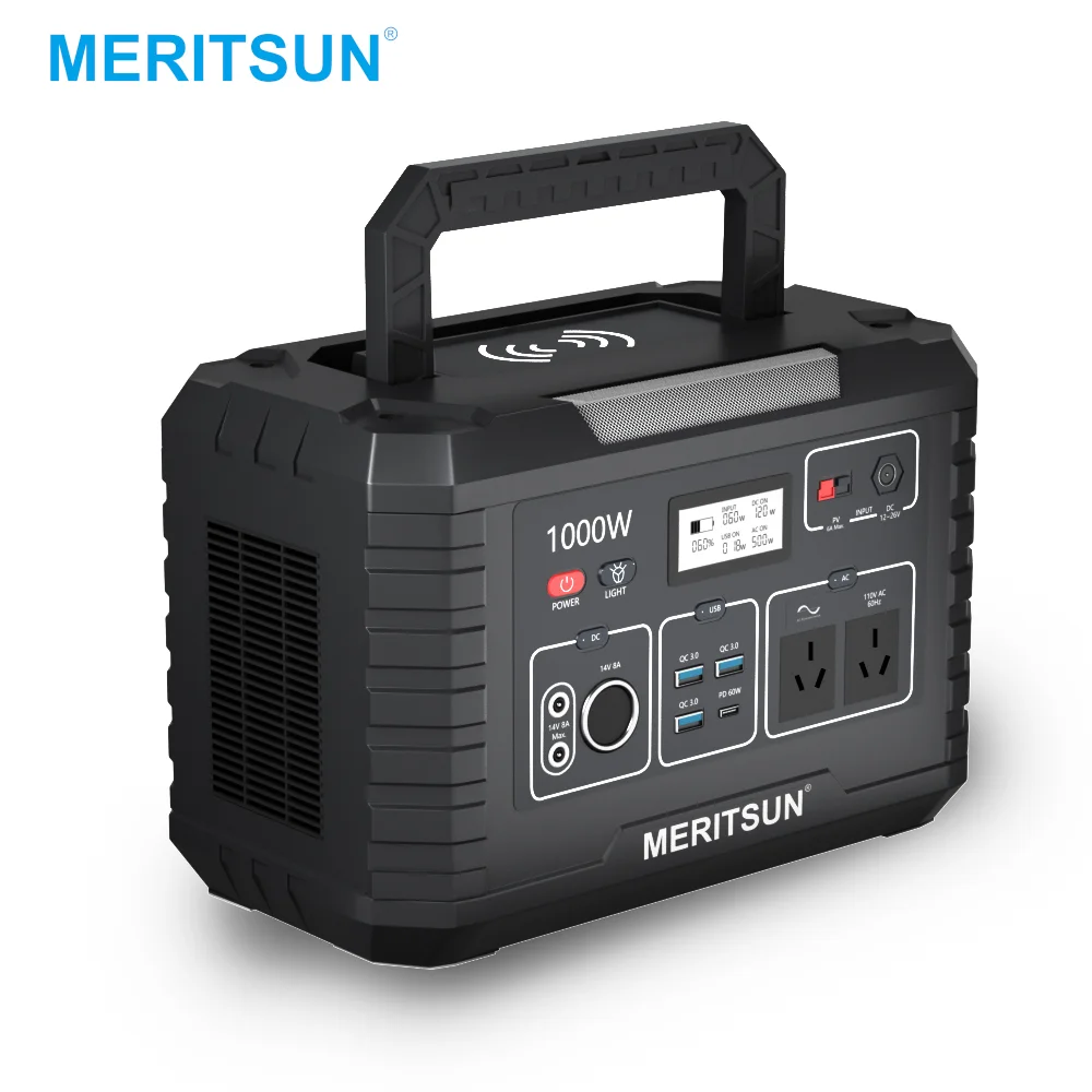MeritSun Outdoor portable energy storage 110v 220v high-power emergency power supply 500W 1000w portable power station 1