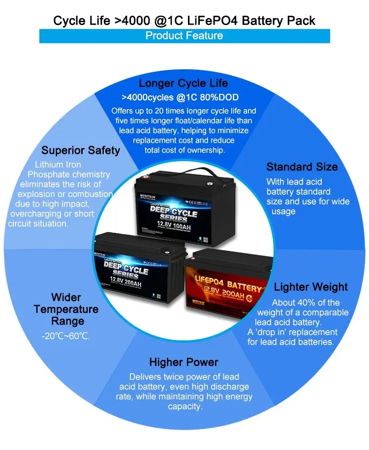 MERITSUN solar lithium battery price wholesale for villa 4
