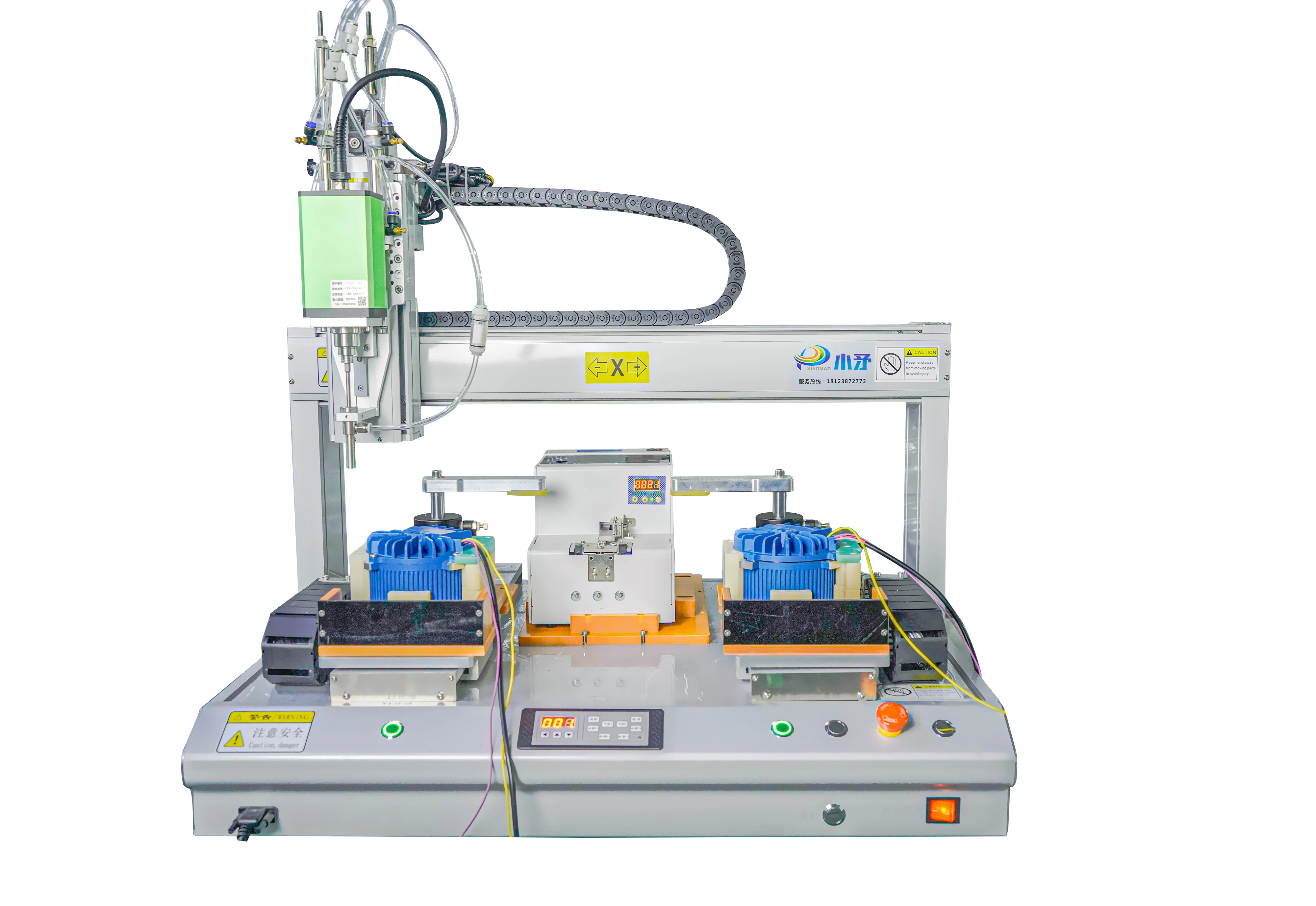 Double-station screw locking machine for fans 1