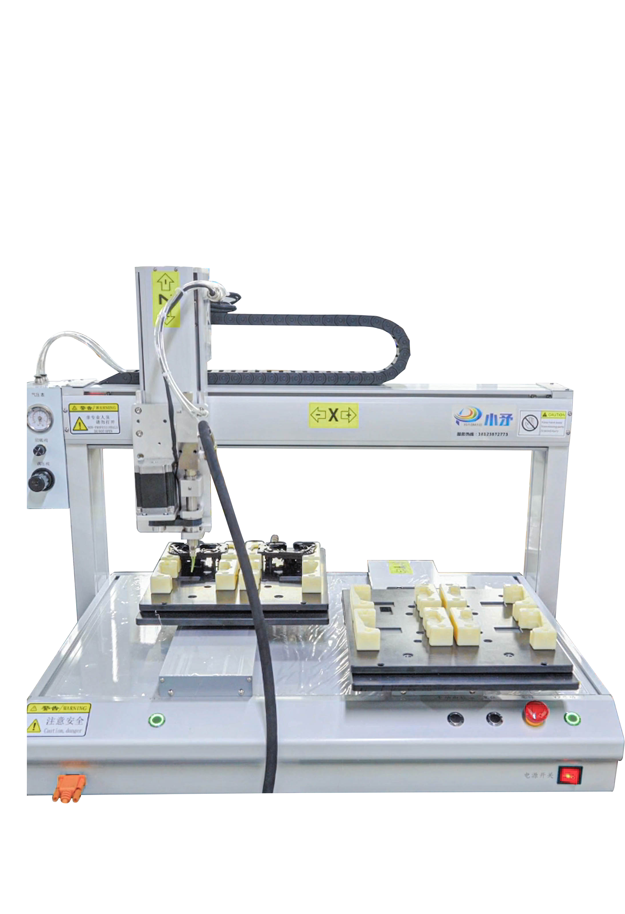 Z-axis rotary duplex dispensing machine for dispensing black plastic products 1