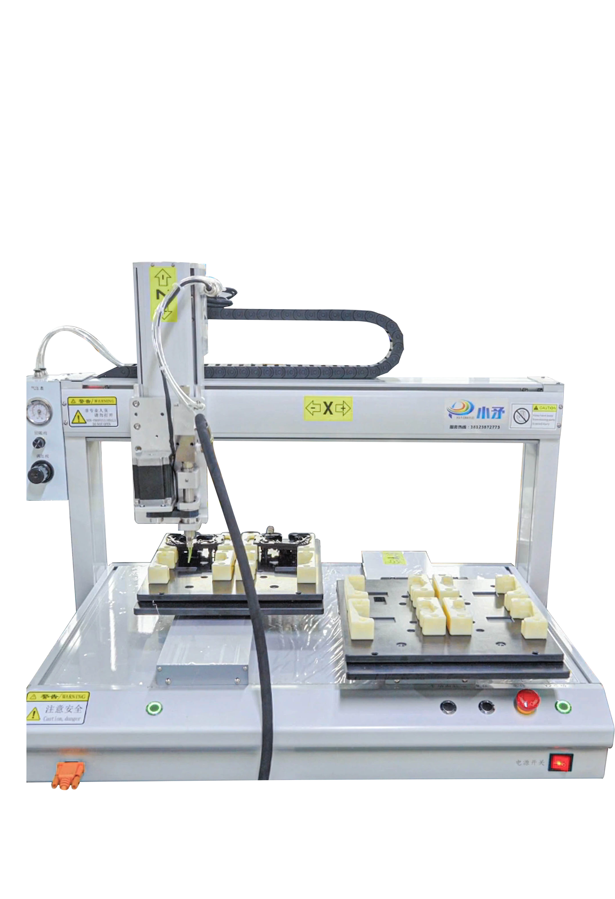 Z-axis rotary duplex dispensing machine for dispensing black plastic products 1