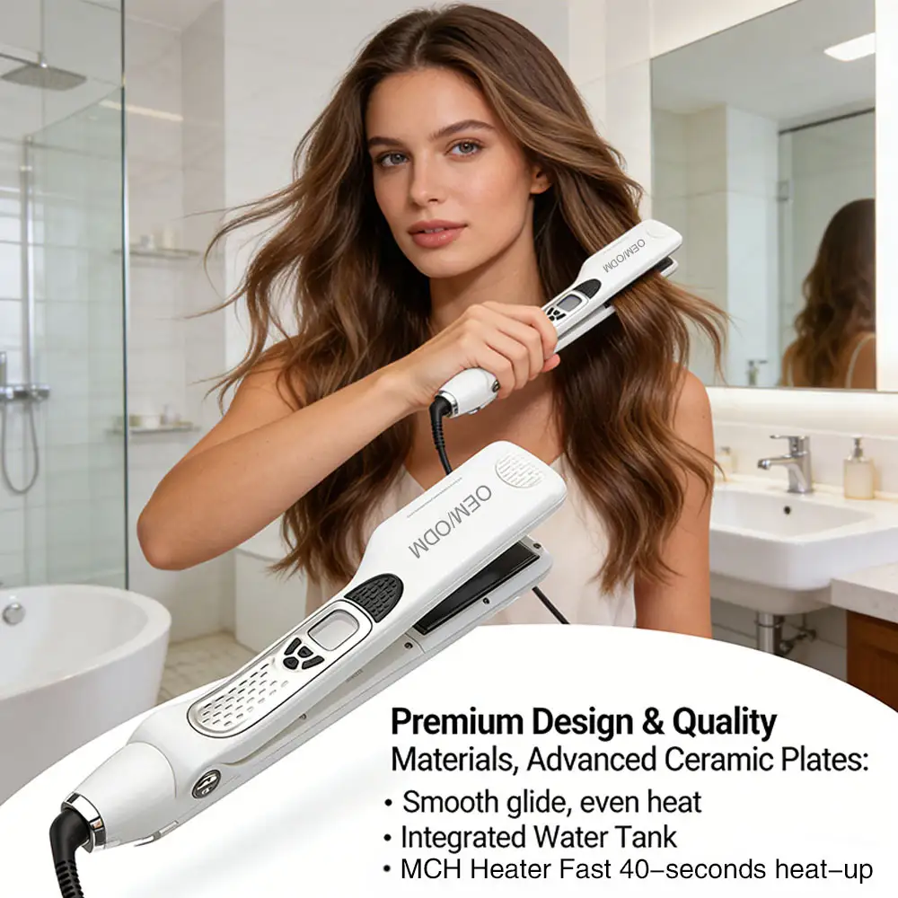 FP-269 Hair Straightener LED Digital Ceramic Panel Steam Iron Hair Straightening 1