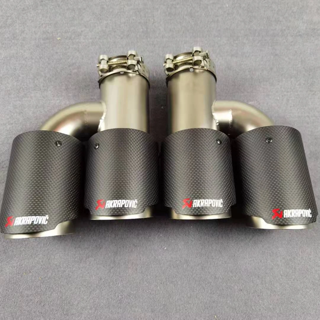 Matte+Frosted Carbon Stainless Muffler Tip AKRAPOVIC Exhaust Pipe 1