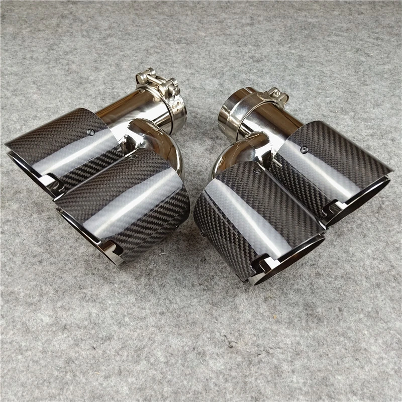 H Model 4-Slots AKRAPOVIC Exhaust Pipe Carbon Stainless Muffler Tip 1