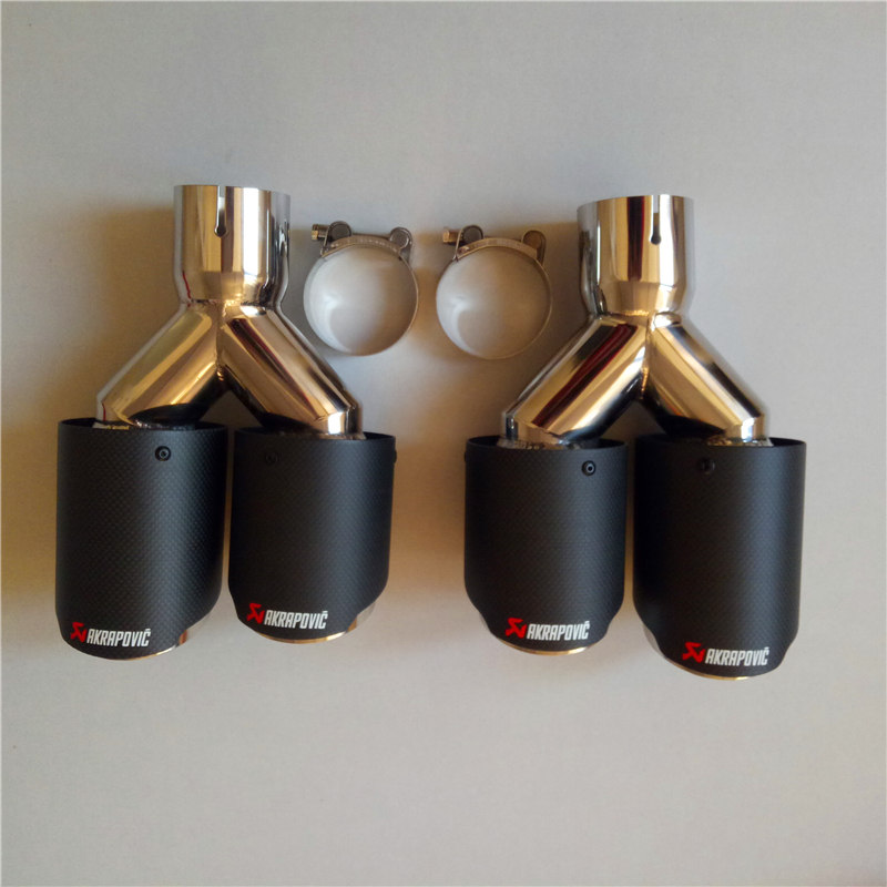 Pair Y Model AKRAPOVIC Exhaust Pipe Muffler Tailpipe Nozzles 6