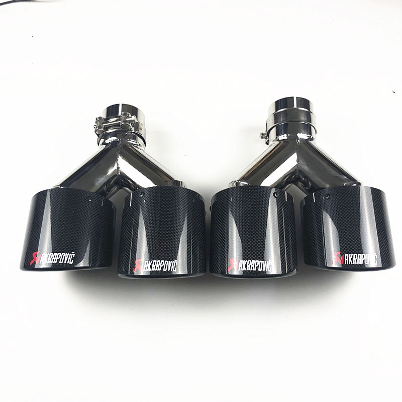 Pair Y Model AKRAPOVIC Exhaust Pipe Muffler Tailpipe Nozzles 5