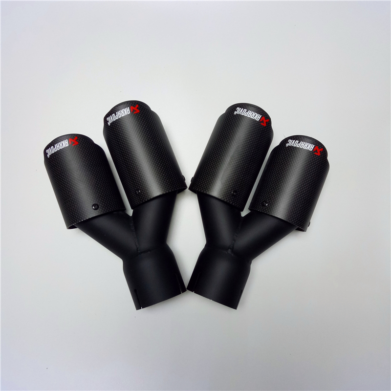 Pair Y Model AKRAPOVIC Exhaust Pipe Muffler Tailpipe Nozzles 4