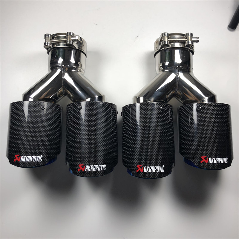 Pair Y Model AKRAPOVIC Exhaust Pipe Muffler Tailpipe Nozzles 3
