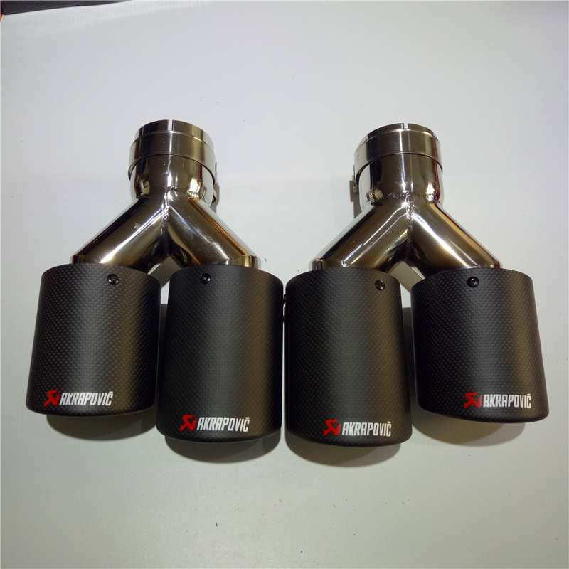 Pair Y Model AKRAPOVIC Exhaust Pipe Muffler Tailpipe Nozzles 2