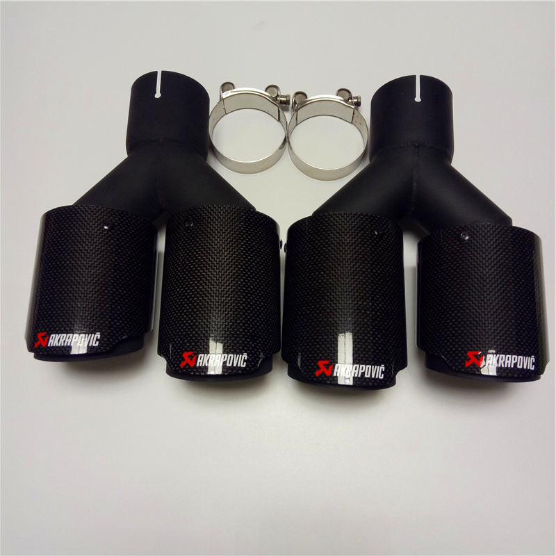 Pair Y Model AKRAPOVIC Exhaust Pipe Muffler Tailpipe Nozzles 1