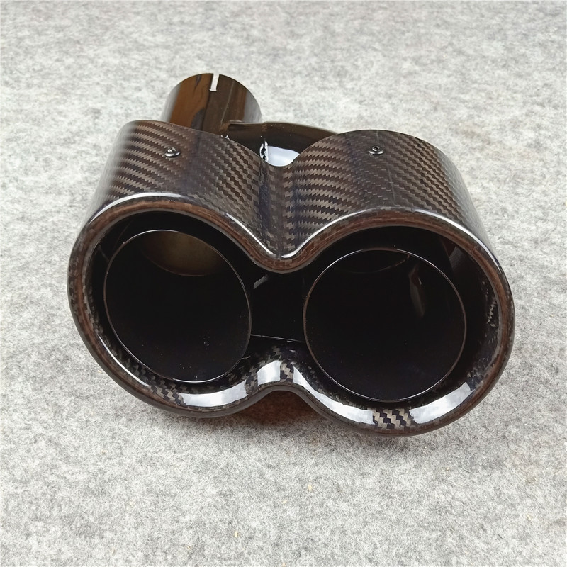 Conjoined Double Out Black Exhaust Pipe Carbon Fiber Tail Throat 7