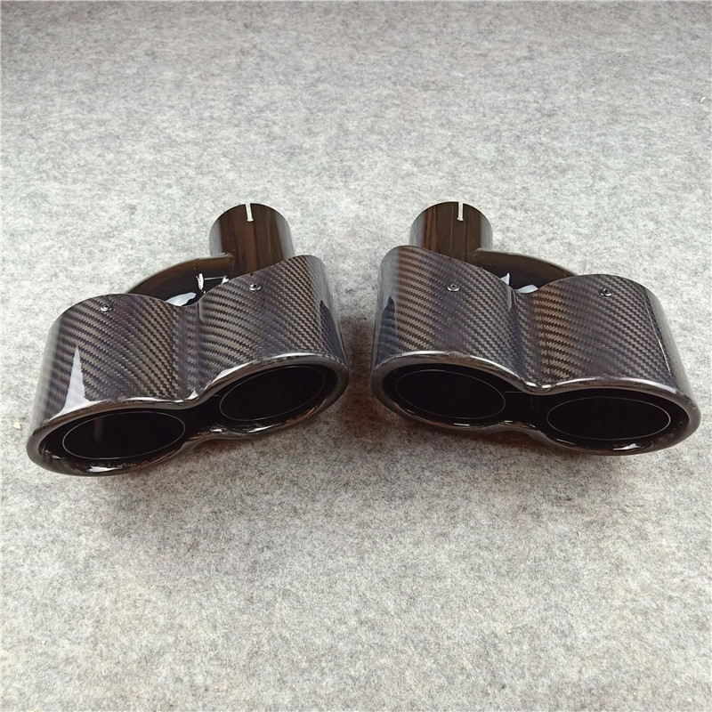 Conjoined Double Out Black Exhaust Pipe Carbon Fiber Tail Throat 4