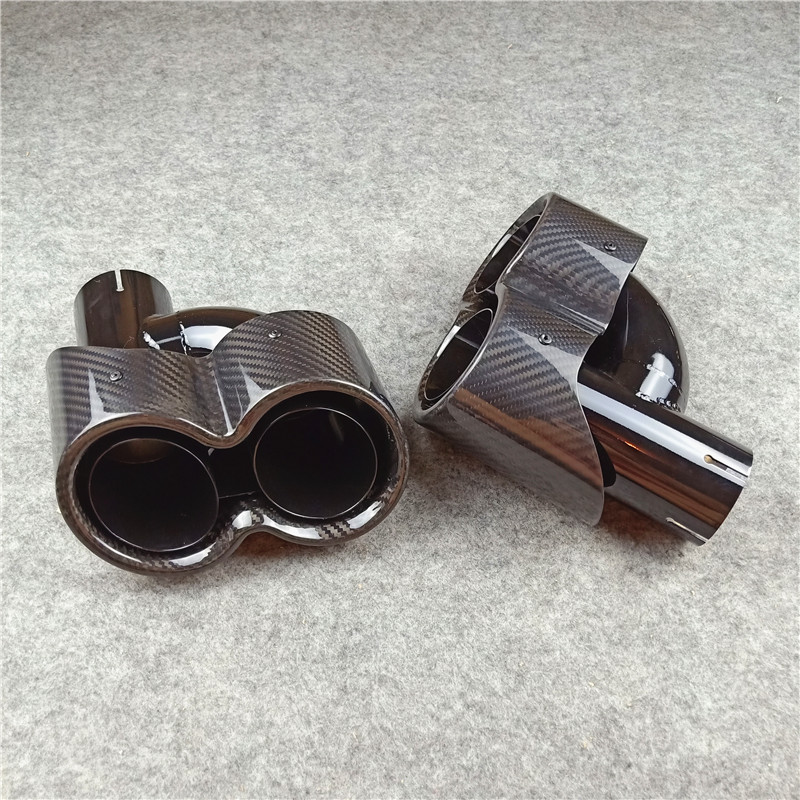 Conjoined Double Out Black Exhaust Pipe Carbon Fiber Tail Throat 5