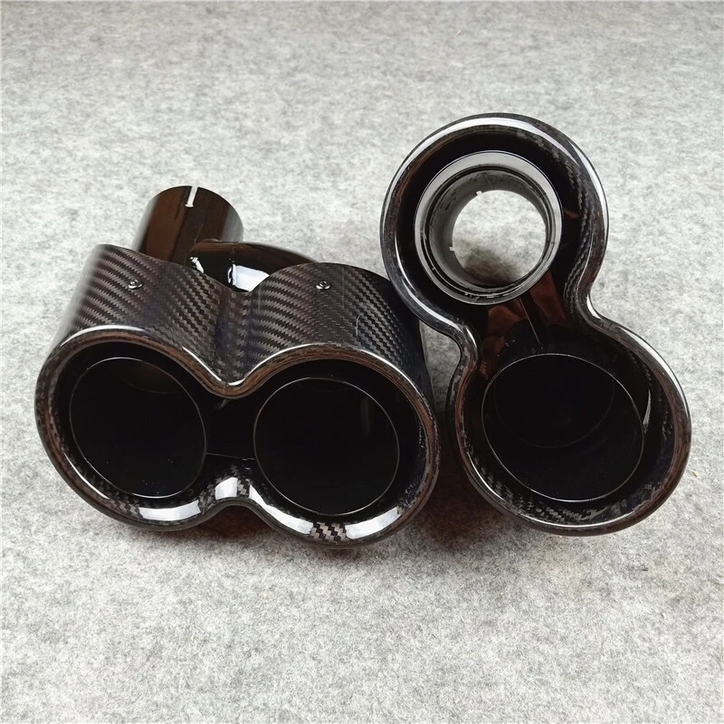 Conjoined Double Out Black Exhaust Pipe Carbon Fiber Tail Throat 1