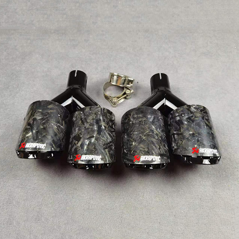 Y Model Dual Outlet Forged Black AKRAPOVIC Exhaust Pipe Muffler Tip 1