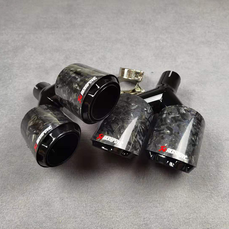 Y Model Dual Outlet Forged Black AKRAPOVIC Exhaust Pipe Muffler Tip 5