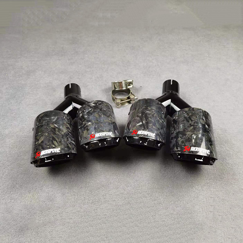 Y Model Dual Outlet Forged Black AKRAPOVIC Exhaust Pipe Muffler Tip 2