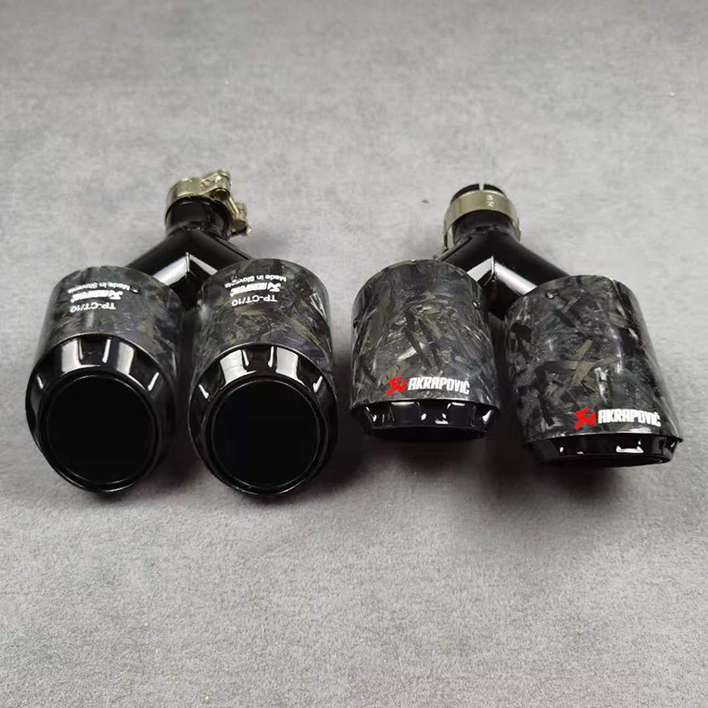 Y Model Dual Outlet Forged Black AKRAPOVIC Exhaust Pipe Muffler Tip 3
