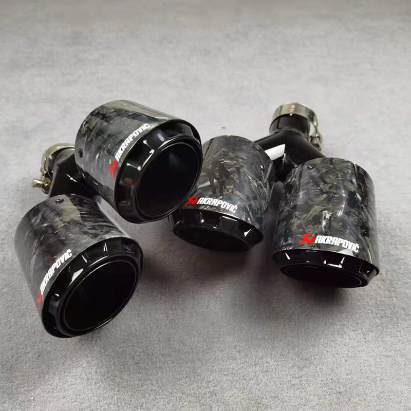 Y Model Dual Outlet Forged Black AKRAPOVIC Exhaust Pipe Muffler Tip 4