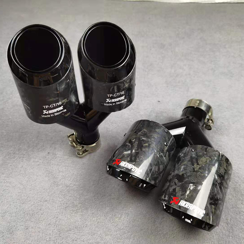 Y Model Dual Outlet Forged Black AKRAPOVIC Exhaust Pipe Muffler Tip 6