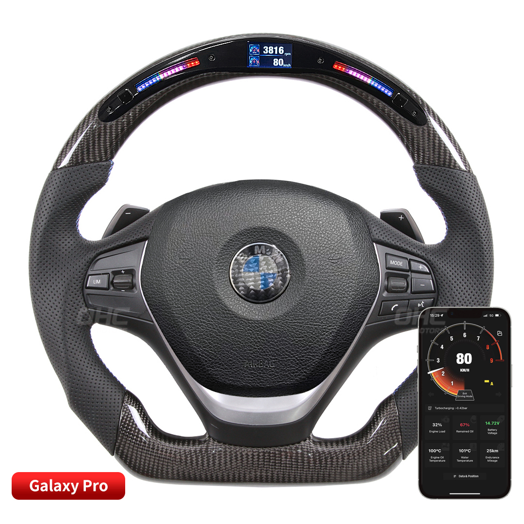 LED Steering Wheel Carbon Fiber For BMW F20 F30 F32 3 Series 3