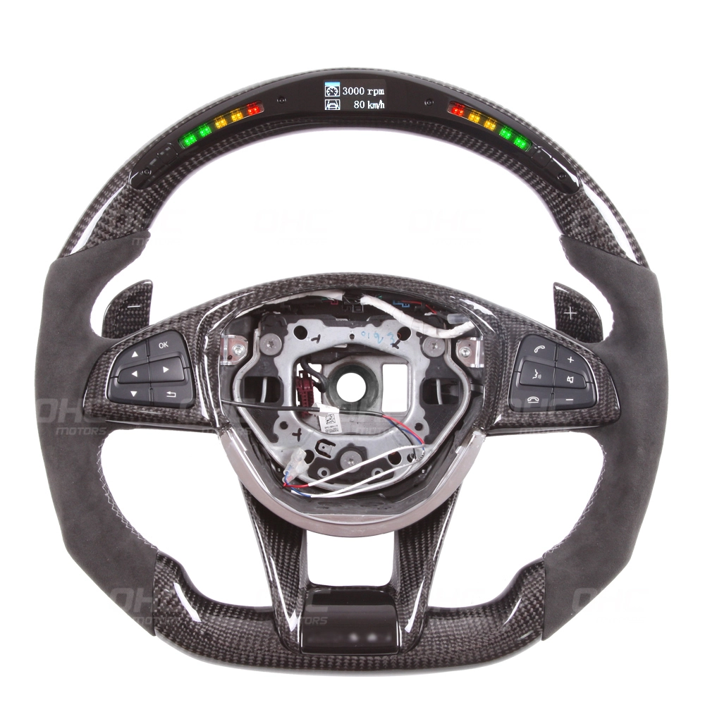 Volta de direção de fibra de carbono para AMG A45 A63 C45 C63 E63 W205 W204 1