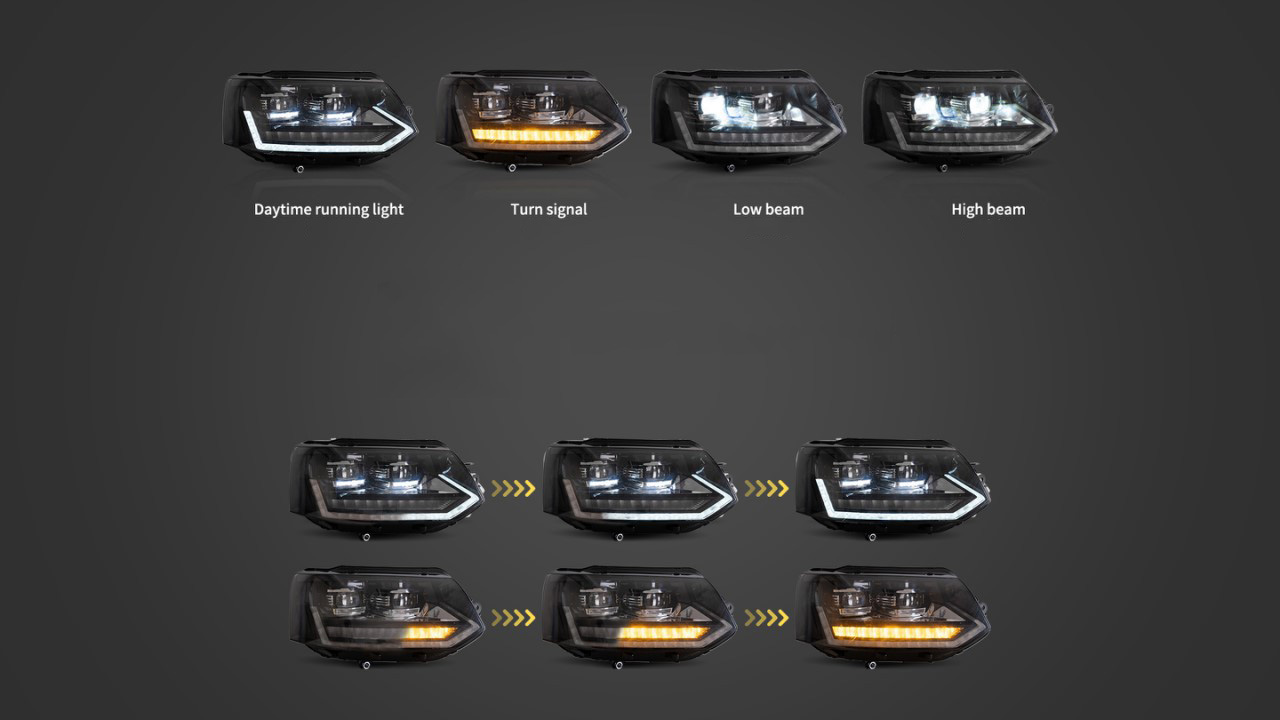 Car LED Headlight Assembly For Volkswagen Caravelle T5 Front Lamp 3