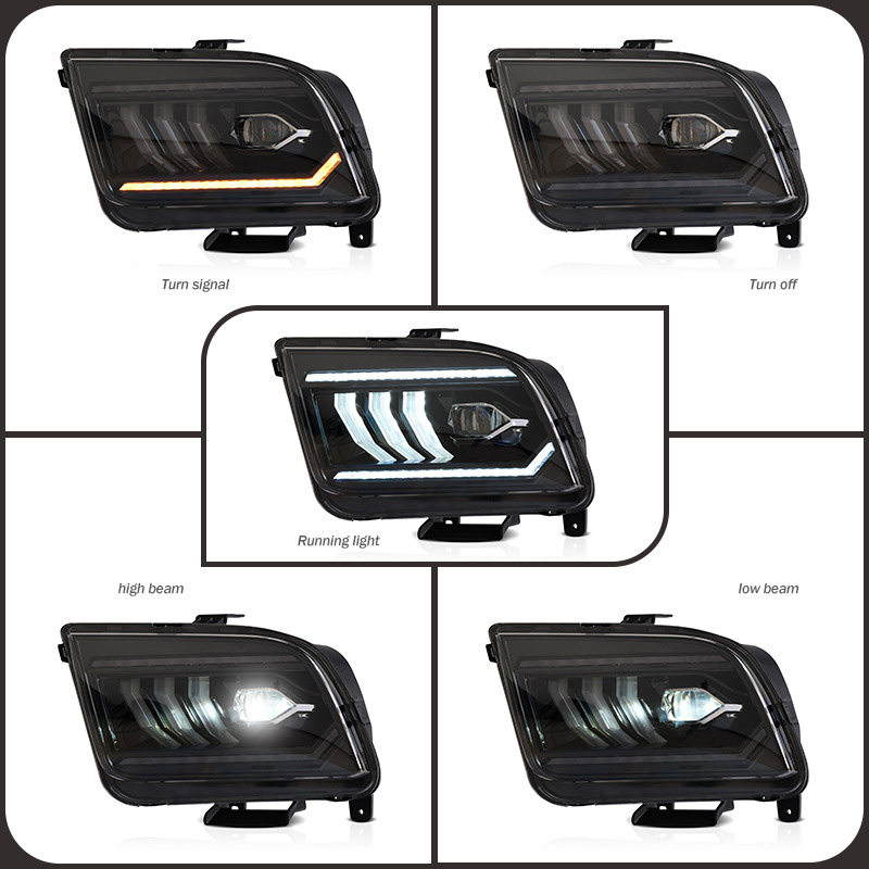 Car LED Headlights Assembly For Ford Mustang 2005-2009 Head Lamp 2
