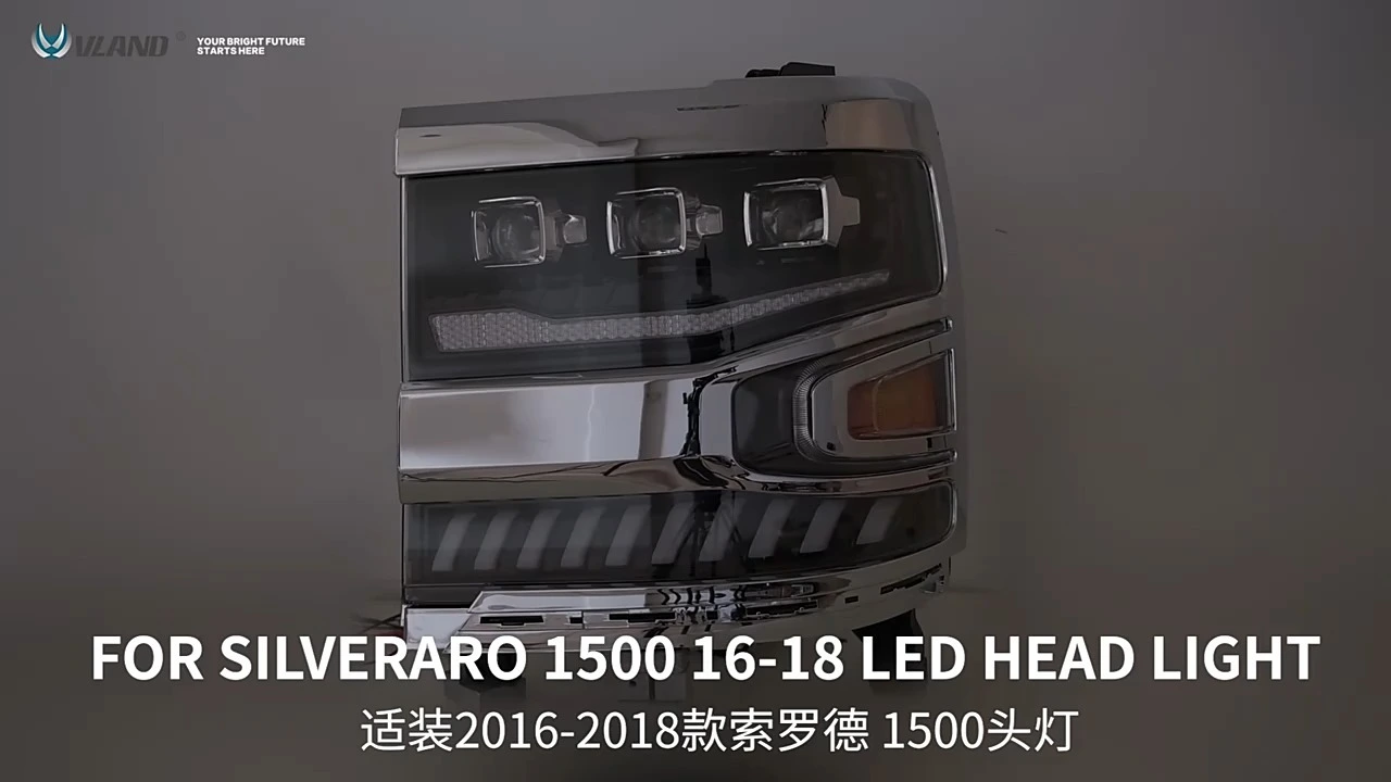 Conjunto de faróis de LED para carro Chevrolet Silverado 2016-2018 Lâmpada frontal 1