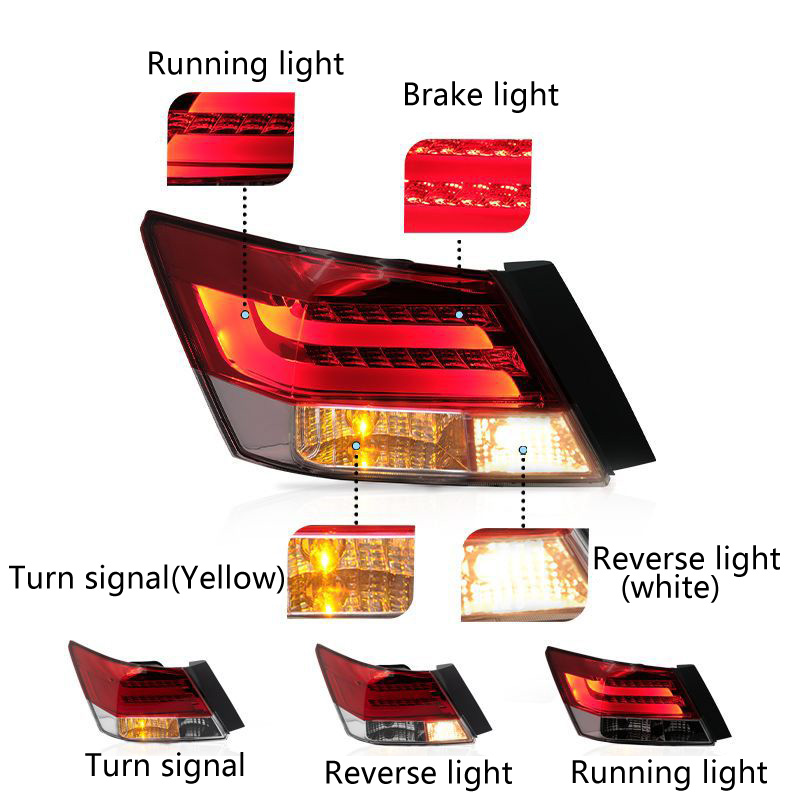 Car LED Taillight Streamer Turn Signal For Honda Accord 2008-2013 Rear Lamp 3