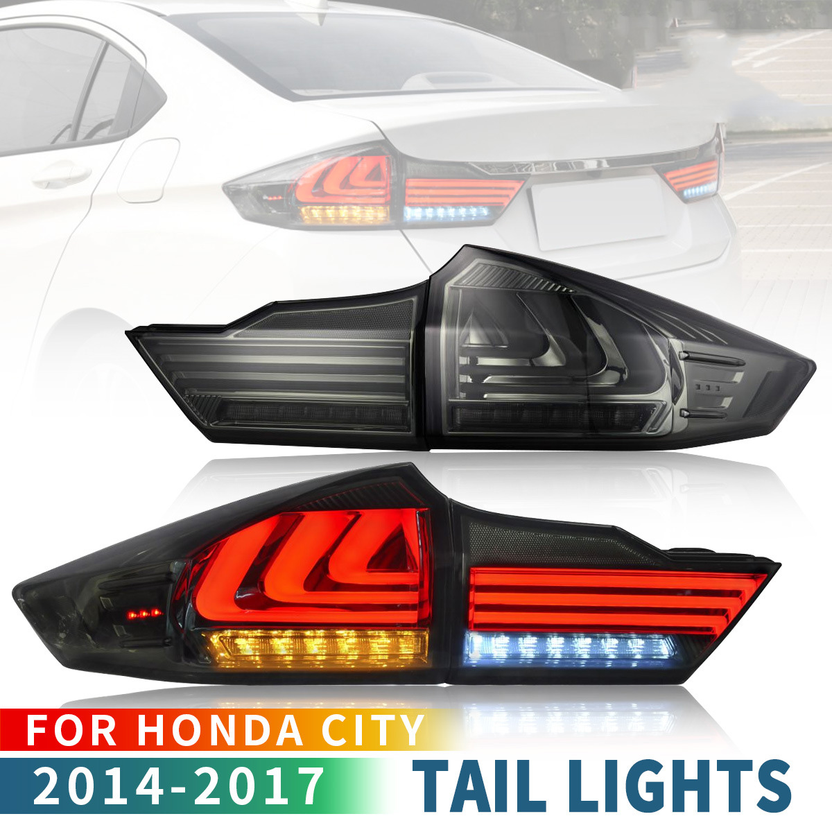 Car Tail Lamp LED Taillights Assembly For Honda City 2014-2017 2