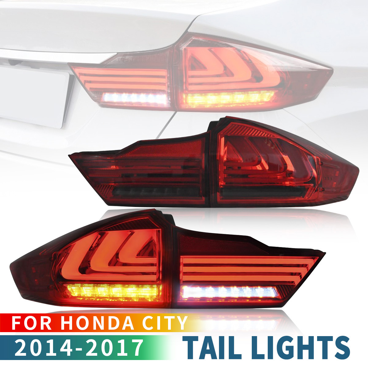 Car Tail Lamp LED Taillights Assembly For Honda City 2014-2017 3