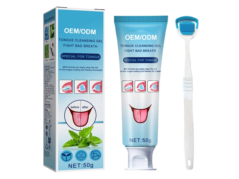 Tongue Cleaning Oral Gel with Brush, Removes Bad Breath and Freshens Breath 1