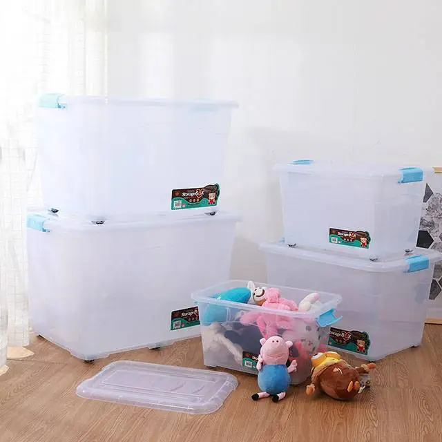 Clear Plastic Storage Box with Wheels 30L,40L,70L,120L,180L 1