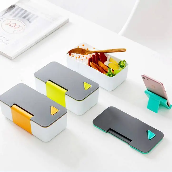 Japanese style microwave phone stand lunch box for adult student used plastic bento lunch box 1