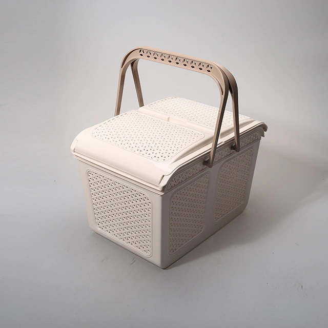 HX0024707 Plastic Basket with Handles and Lids for Laundy/Picnic/Shopping 1