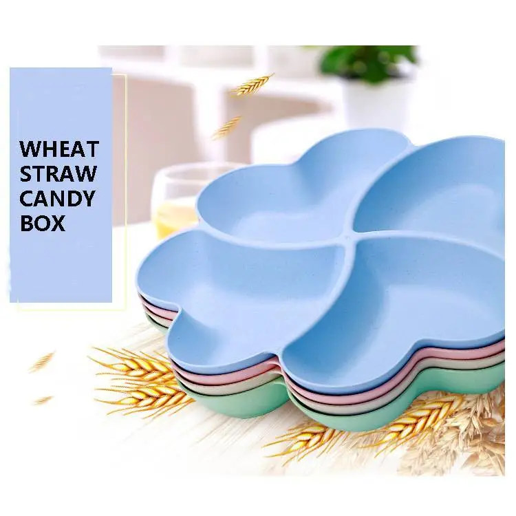 Clover Love Shape Candy Plate Wheat Straw Candy Box 1
