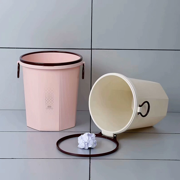 Round Trash Can with Trash Bag Buckle Trash Bin 1