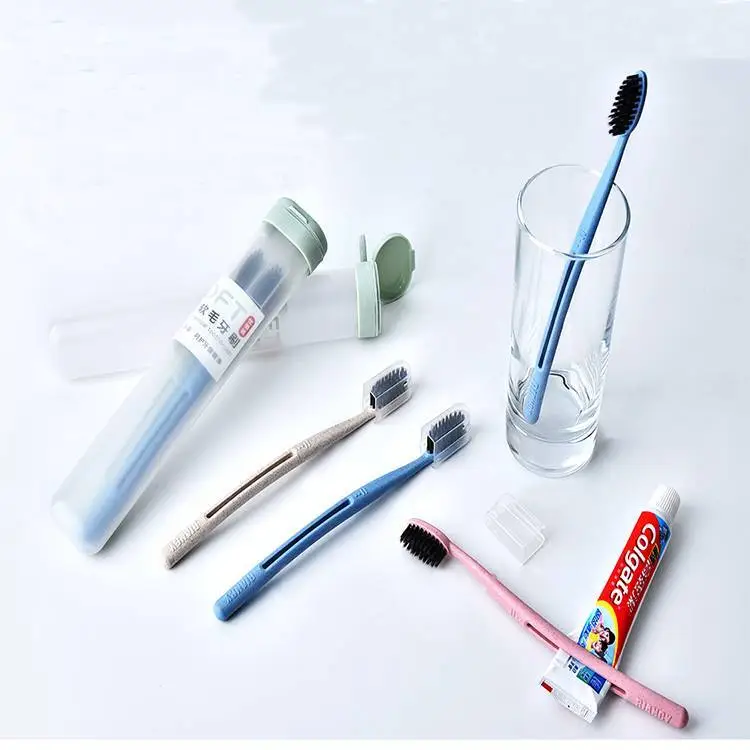 2pcs Bamboo Charcoal Soft Toothbrush Toothpaste Squeezer 1