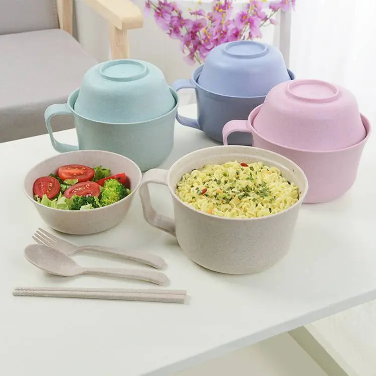 Wheat Straw Instant Noodle Bowl with Cutlery Small Bowl 1