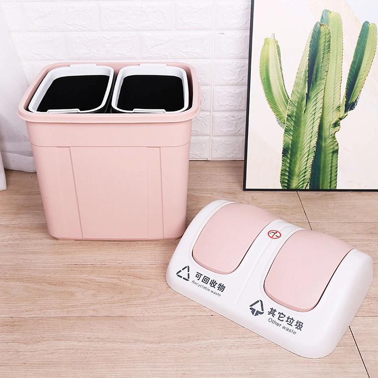 Classified Dustbin with Two Colors Plastic Sorting Waste Bin 1