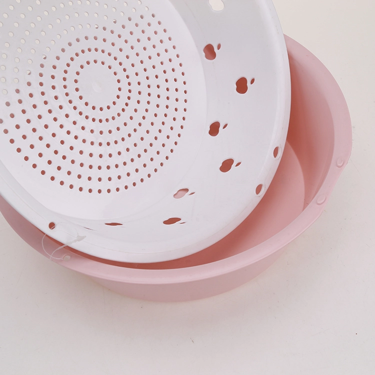 Two Sizes Plastic Drain Sieve with Tray Kitchen Strainers 1