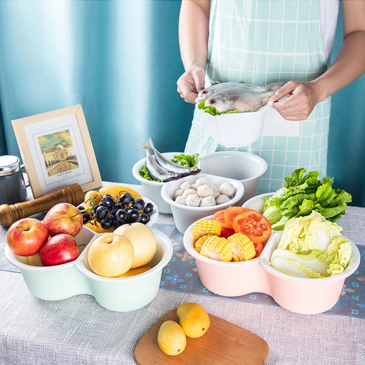 Hot Pot Vegetable Platter Basin Divided Drain Basket 1