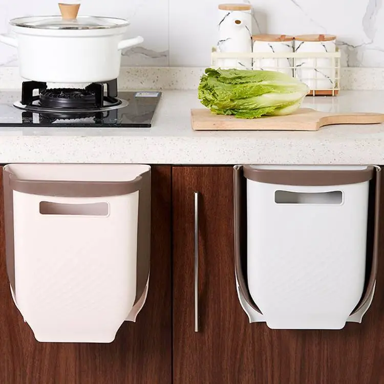 Wall-mounted Folding Trash Can Wholesale Plastic Waste Bin in Kitchen 1
