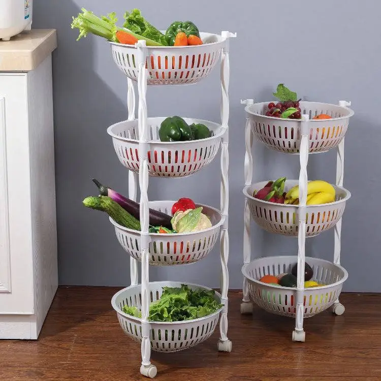 Kitchen Storage Rack, Circular Fruit and Vegetable Wheeled Storage Rack 1