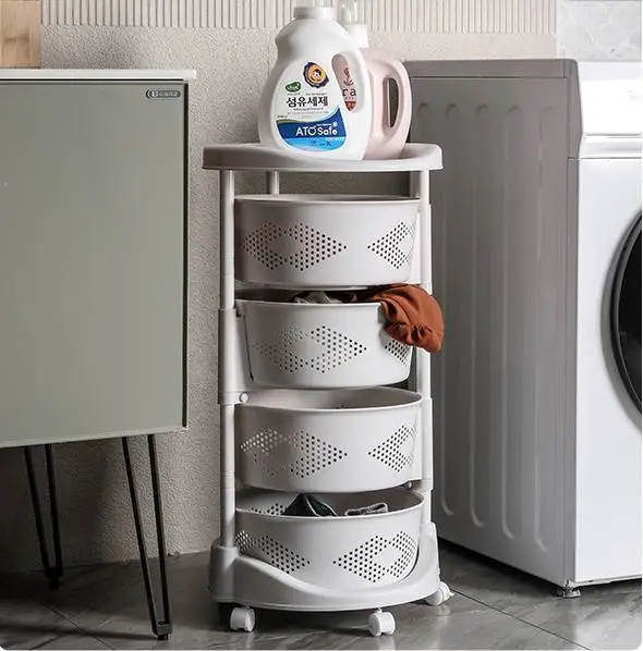 Circular Rotating Storage Rack, Installation Free Multi-Layer Movable Storage Basket 1