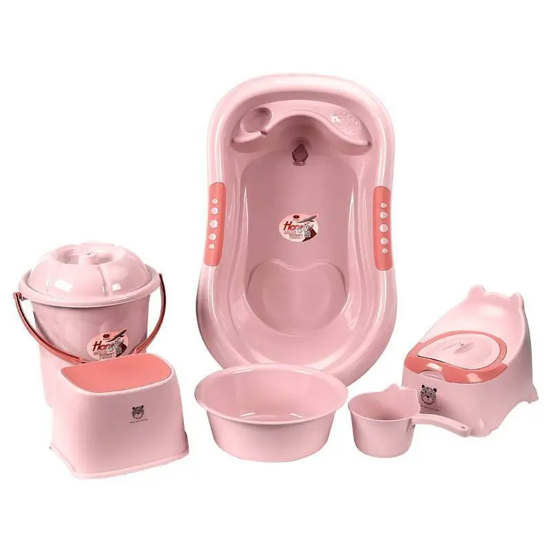 Baby Tub, Baby Shower set (Including Tub, Wash Basin, Bucket, Chair, and Clothing Storage Box) 1